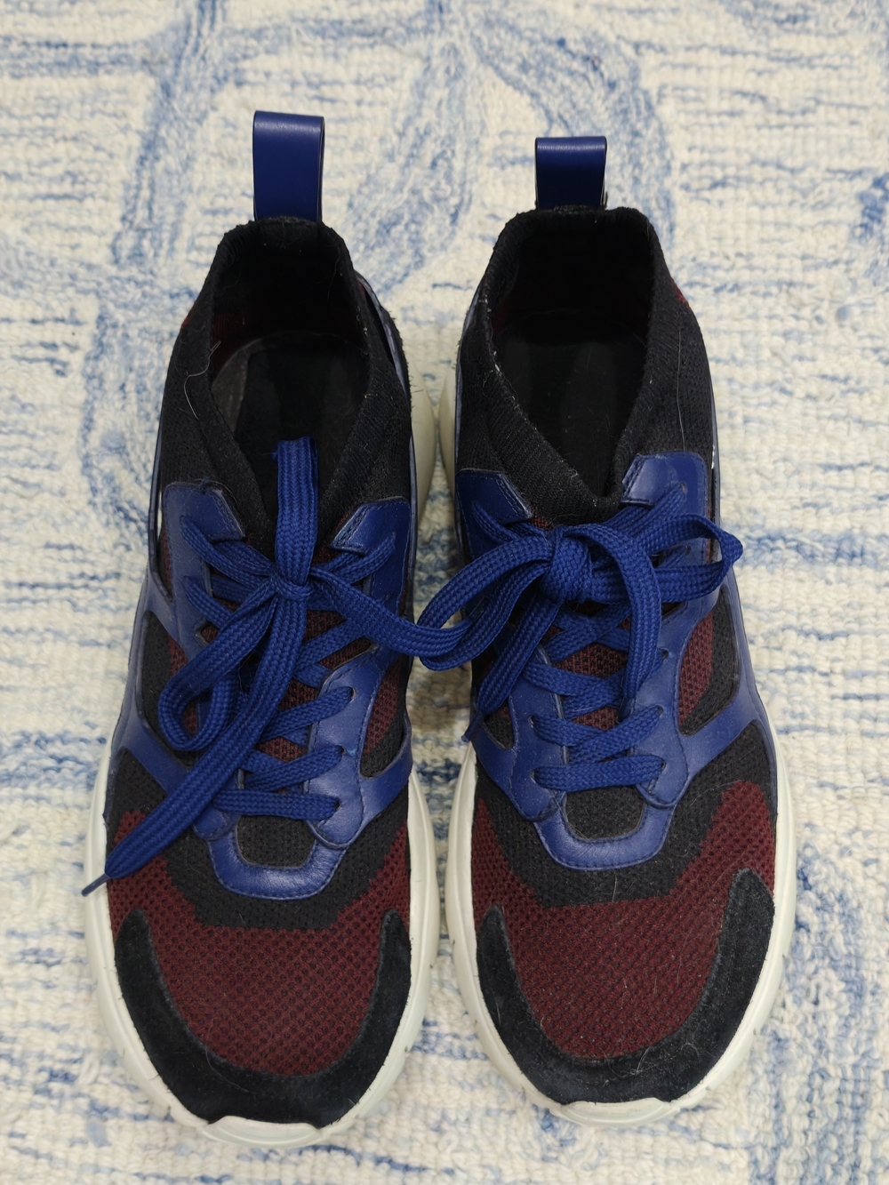 Valentino Garavani Blue, Burgundy & Black Lace-Up Sneakers